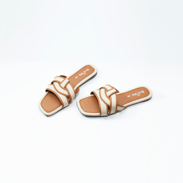Aveline™ Beige-Mustard Slides AV003