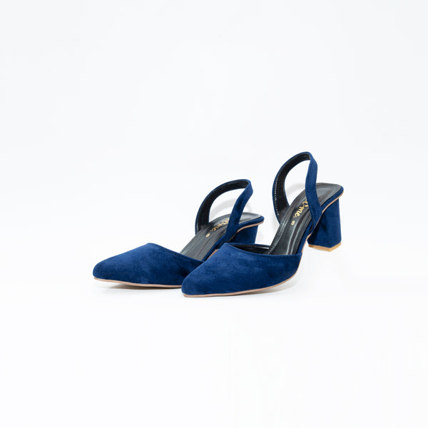 Aveline™ Velvet navy blue Block heel- AV006